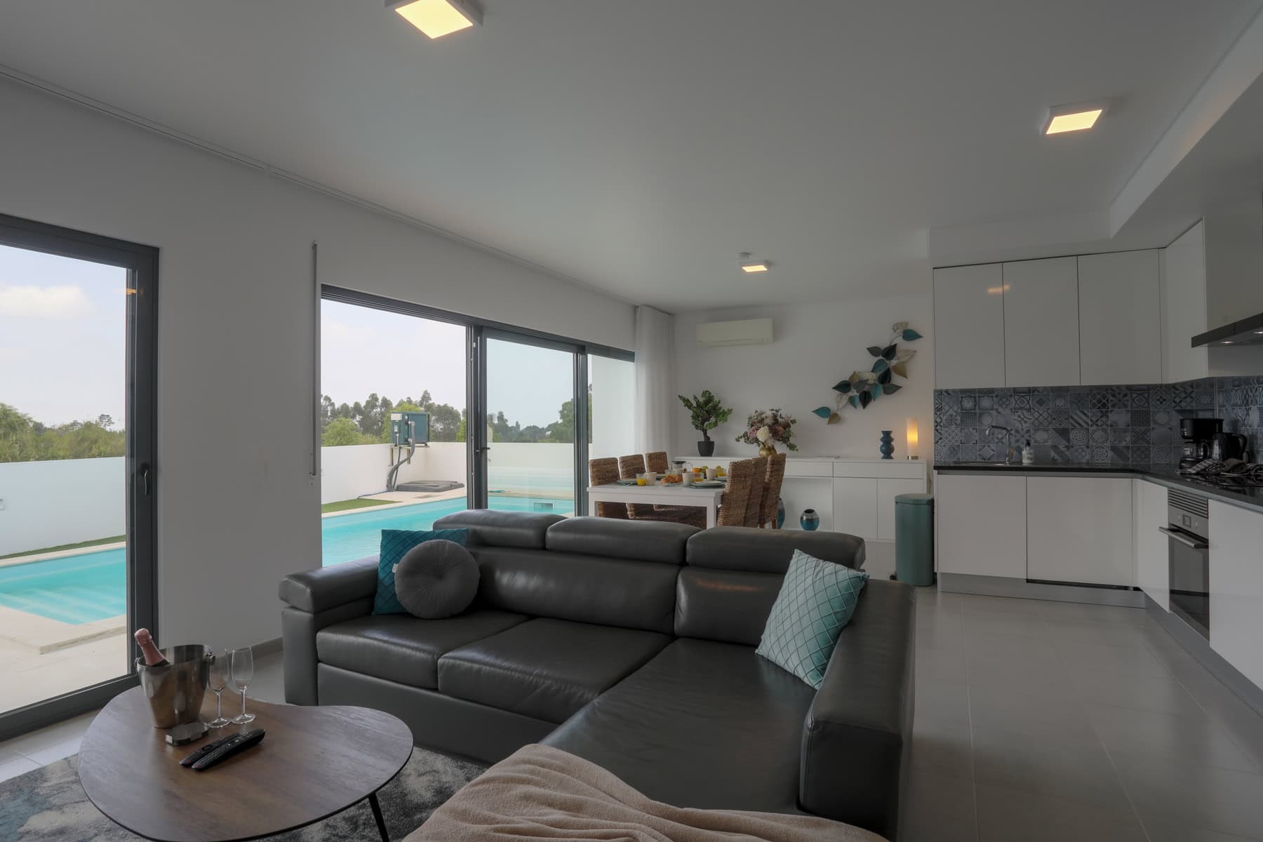 Specious living room with open kitchen. Equiped with comfortable sofa and 65" smart tv with 60.000 international TV channels.